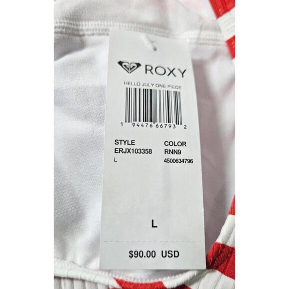 Roxy Women's Red & White Striped One-Piece Swimsuit Size Large NWT - Picture 6 of 9
